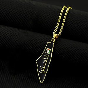 Palestine Flag Map Necklace