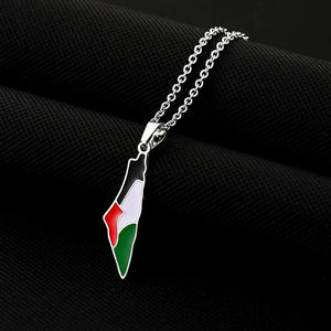 Palestine Flag Map Necklace