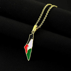 Palestine Flag Map Necklace