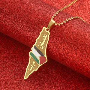 Palestine Flag Map Necklace