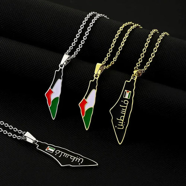 Palestine Flag Map Necklace