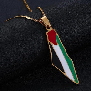 Palestine Flag Map Necklace