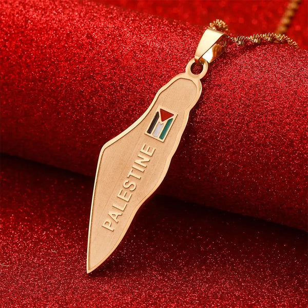 Palestine Flag Map Necklace