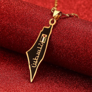 Palestine Flag Map Necklace