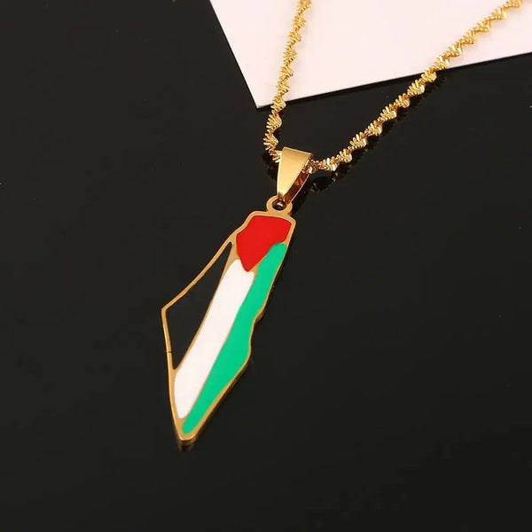 Palestine Flag Map Necklace