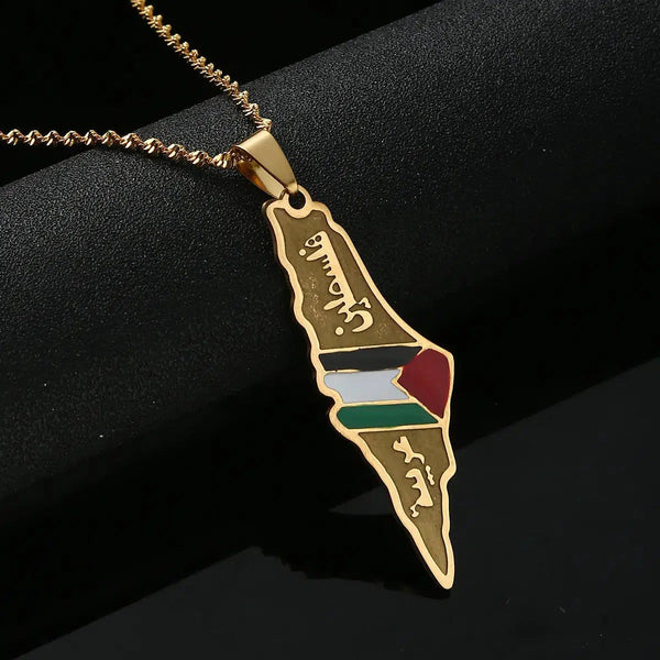 Palestine Flag Map Necklace