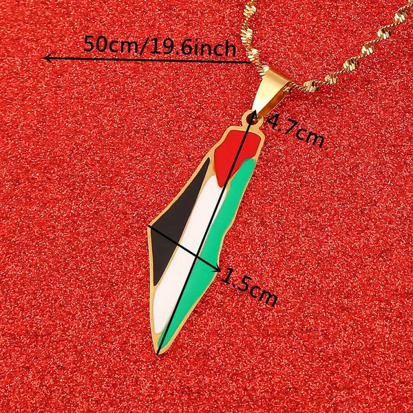 Palestine Flag Map Necklace