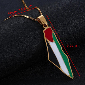 Palestine Flag Map Necklace