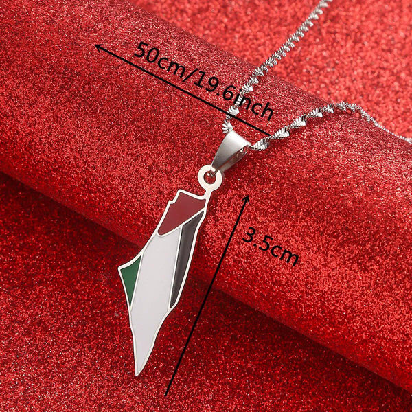 Palestine Flag Map Necklace