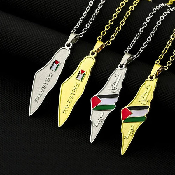 Palestine Flag Map Necklace