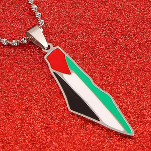 Palestine Flag Map Necklace