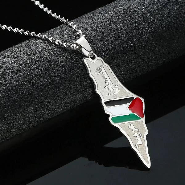 Palestine Flag Map Necklace