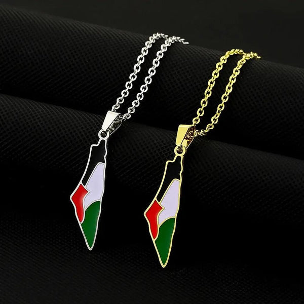 Palestine Flag Map Necklace