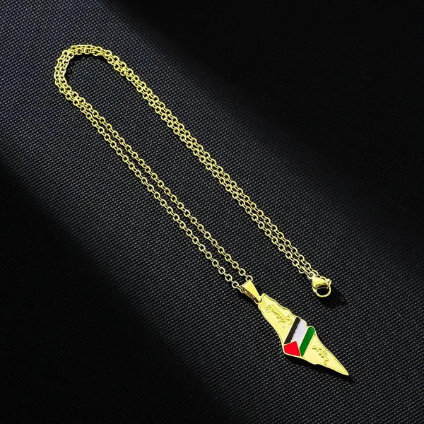 Palestine Flag Map Necklace