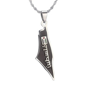 Palestine Flag Map Necklace