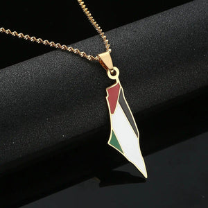 Palestine Flag Map Necklace