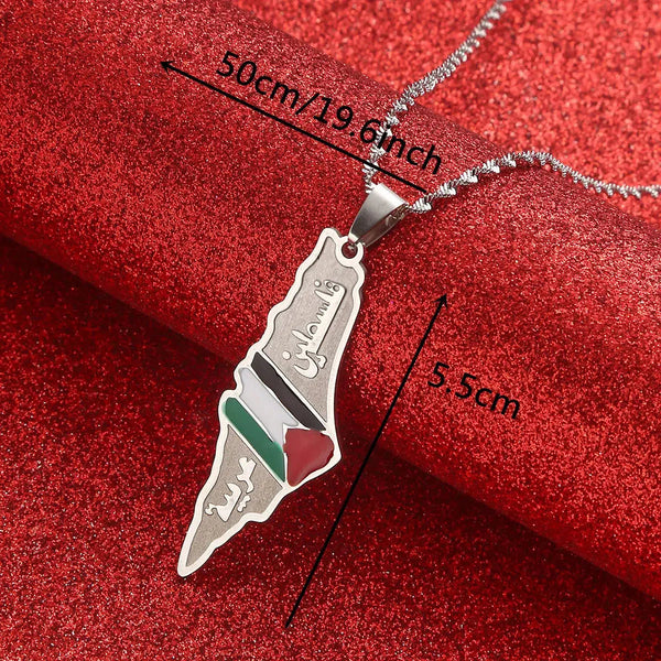 Palestine Flag Map Necklace