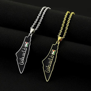 Palestine Flag Map Necklace