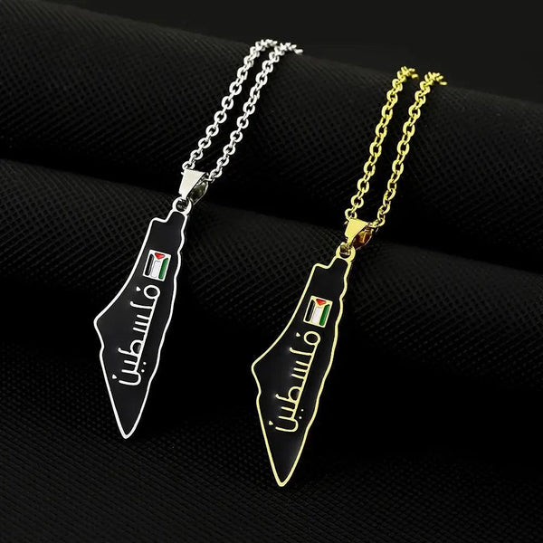 Palestine Flag Map Necklace