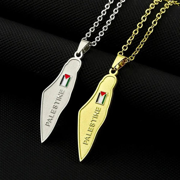 Palestine Flag Map Necklace