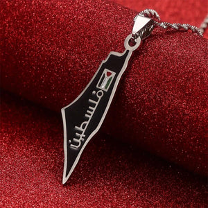 Palestine Flag Map Necklace