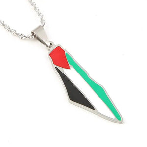 Palestine Flag Map Necklace