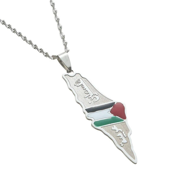 Palestine Flag Map Necklace