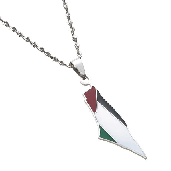 Palestine Flag Map Necklace