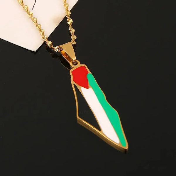 Palestine Flag Map Necklace