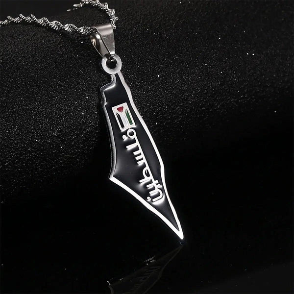 Palestine Flag Map Necklace