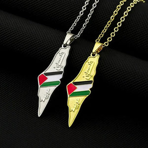 Palestine Flag Map Necklace