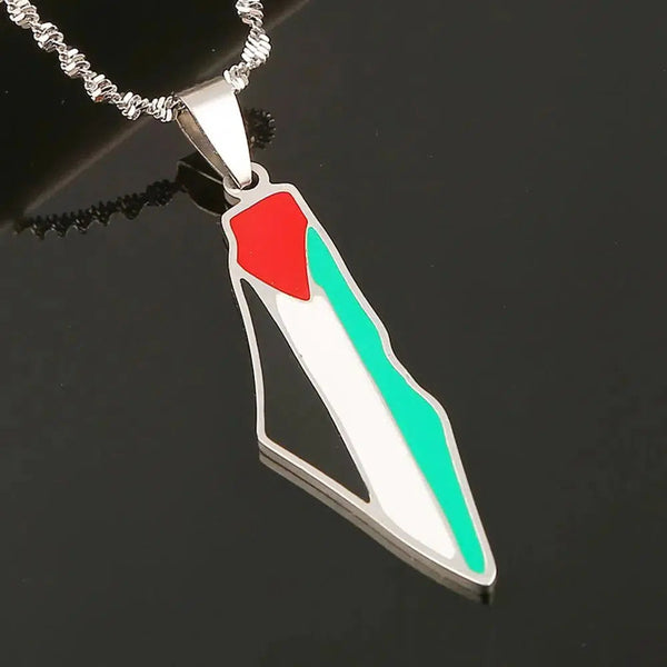 Palestine Flag Map Necklace