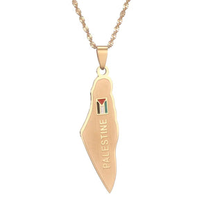 Palestine Flag Map Necklace