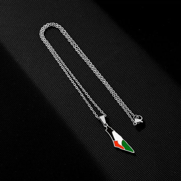 Palestine Flag Map Necklace
