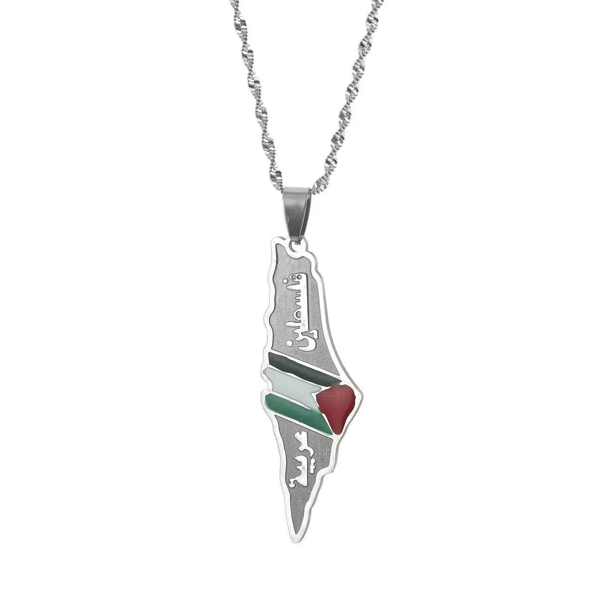 Palestine Flag Map Necklace