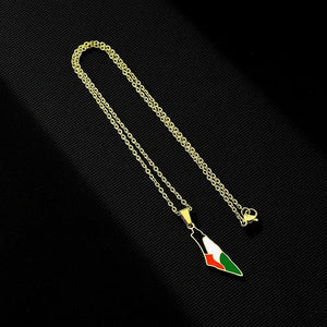 Palestine Flag Map Necklace