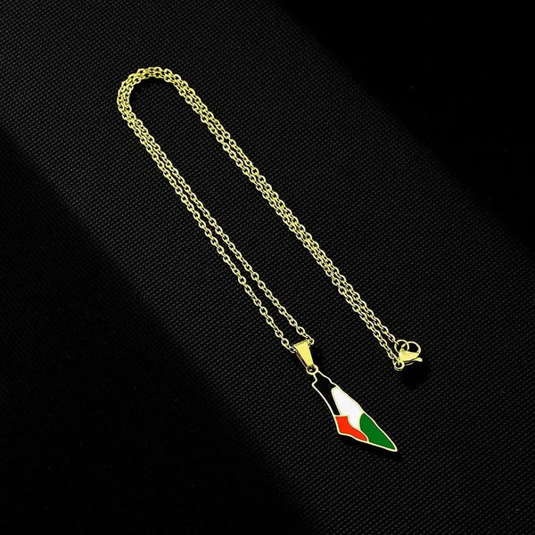 Palestine Flag Map Necklace