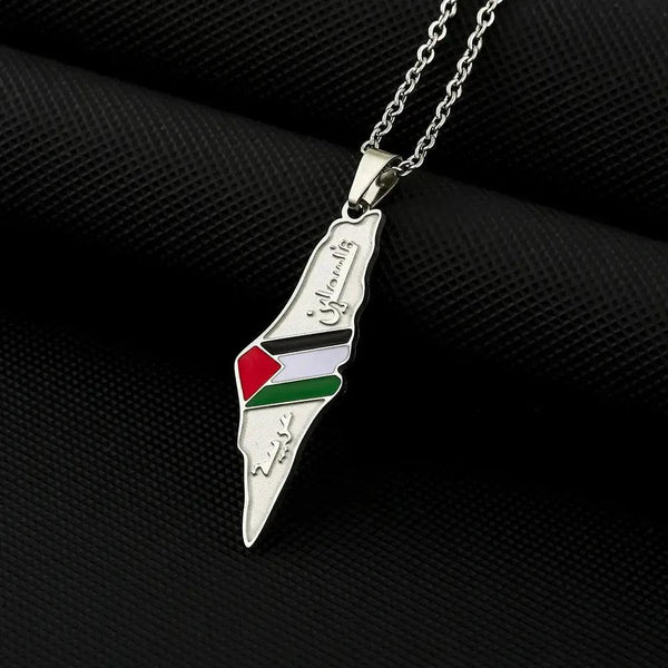 Palestine Flag Map Necklace