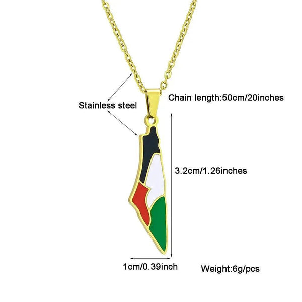 Palestine Flag Map Necklace Collection