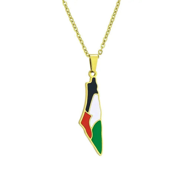 Palestine Flag Map Necklace