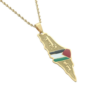 Palestine Flag Map Necklace