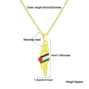 Palestine Flag Map Necklace