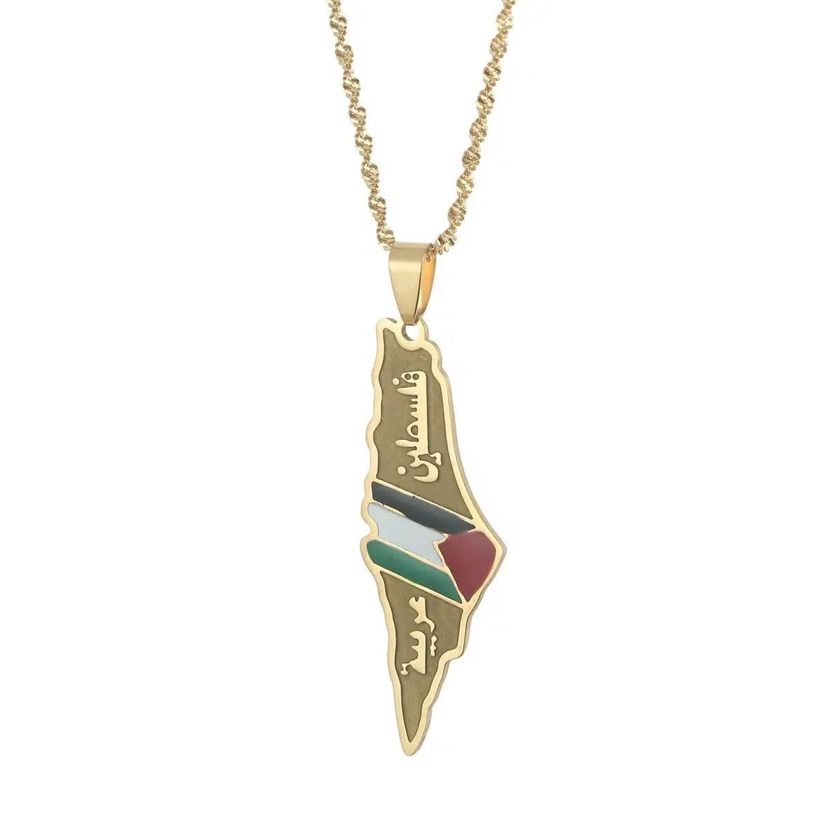 Palestine Flag Map Necklace