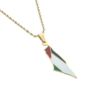 Palestine Flag Map Necklace