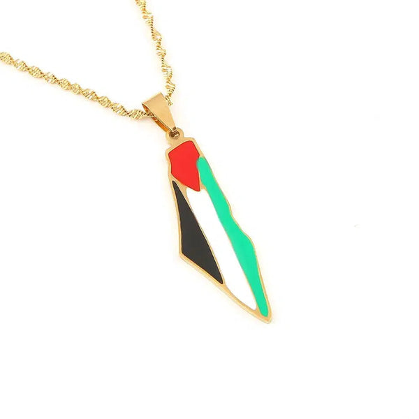 Palestine Flag Map Necklace