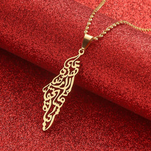 Palestine Israel Map Necklace