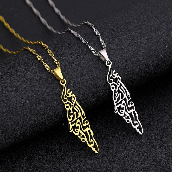 Palestine & Israel Map Necklace