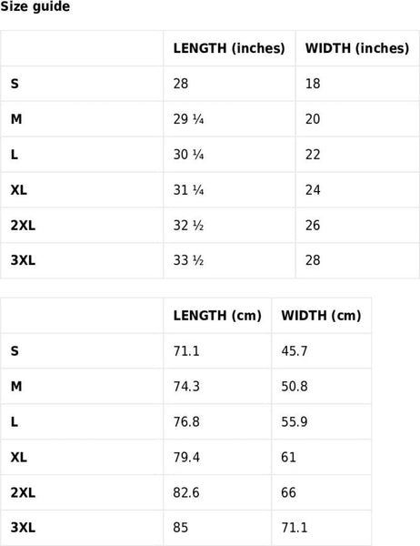 T-shirt size chart with measurements for chest width and body length in inches for sizes S to 3XL. Use this sizing guide to find the perfect fit for men’s, women’s, and unisex T-shirts.