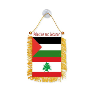 Palestine and Lebanon Hanging Flag for Car - Small Rearview Mirror Flag