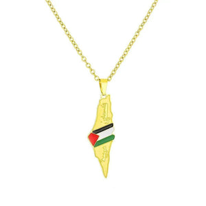Palestine Flag Map Necklace
